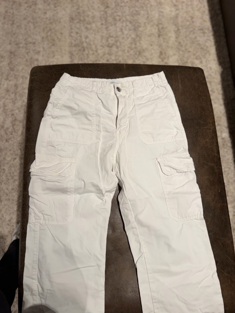 Zara White Straight-Leg Cargo Pants